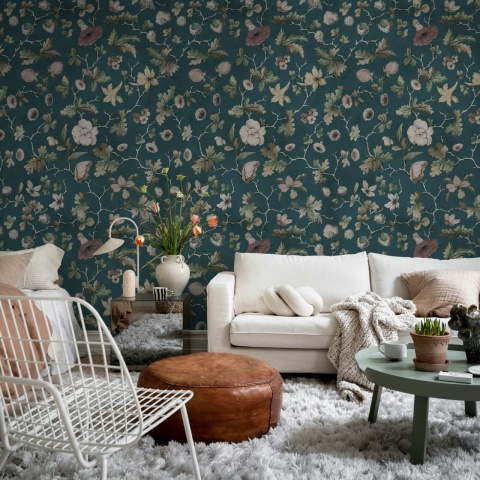 Fototapet, Verdant Bloom, Blue, Rebel Walls