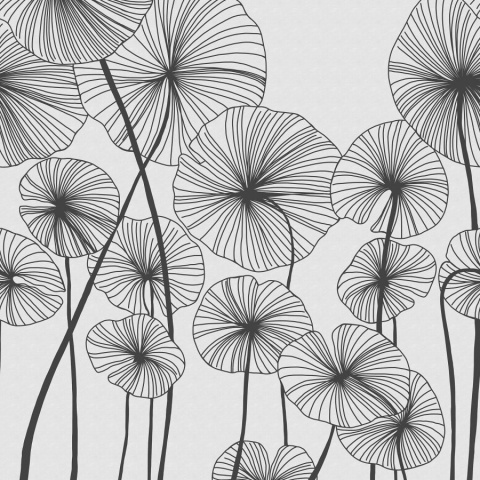 Fototapet, Waterlily Forest, Black &amp; White, Rebel Walls - Img 2