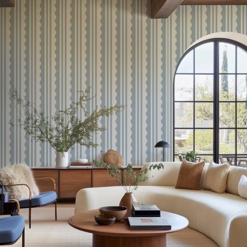 Fototapet, Wavy Stripe, Blue, Rebel Walls