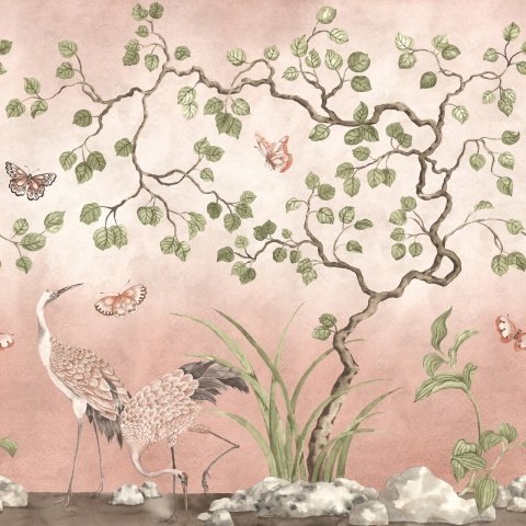 Fototapet, Where Cranes Dream, Pink, Rebel Walls - Img 2