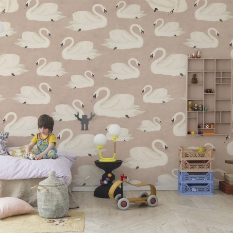Fototapet, Whooper Swan, Soft Pink, Rebel Walls