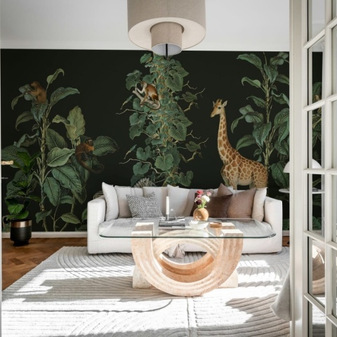Fototapet, Wildlife Stroll, Black, Rebel Walls