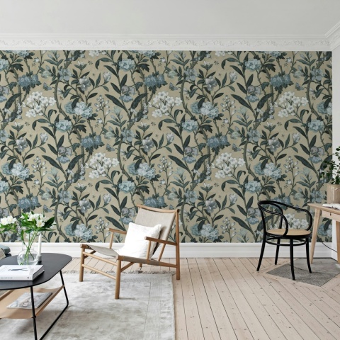Fototapet, Winding Bloom, Light Blue, Rebel Walls