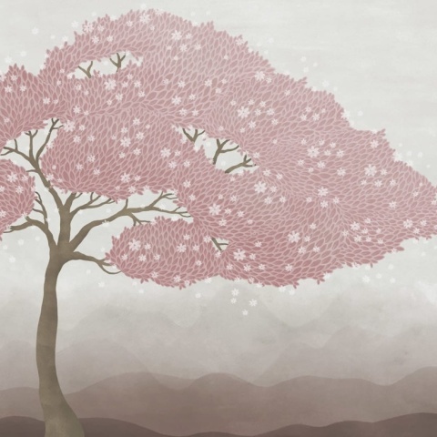 Fototapet, Windy Tree, Pink, Rebel Walls - Img 2