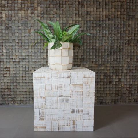Panou decorativ 3D, Tec, Kaya Putih, 6 placi 33x24cm, 1 mp - Img 4