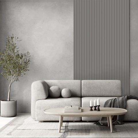 Profil stanga pentru riflaj decorativ Velutto, Misty Grey, 6.6x1.3x270 cm - Img 3