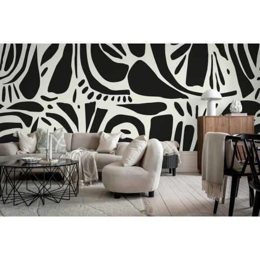 Tapet Abstract Forms, Black & White, Rebel Walls