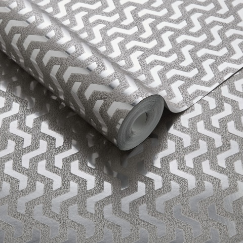 Tapet, metalizat Rattan, Chamomile Silver Luxury Foil, 1838 Wallcoverings, 5.3mp / rola - Img 2