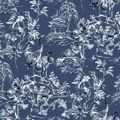 Tapet Ming Pagoda, Navy, Coordonne 5mp / rola - Img 2