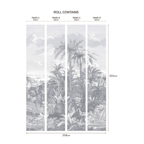 Tapet, Paradise Found, Monochrome Luxury Tropical, 1838 Wallcoverings, 6.5mp / rola - Img 2