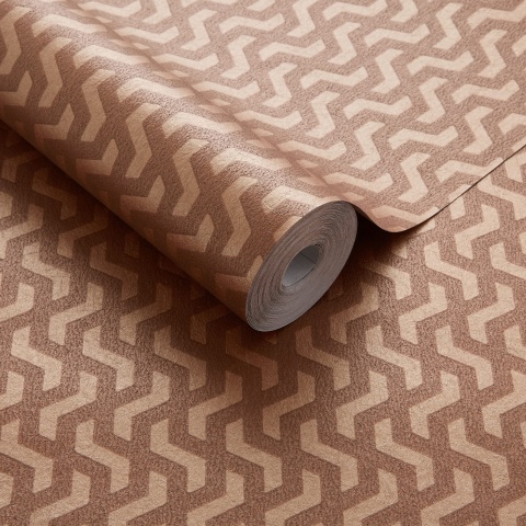 Tapet, Rattan, Burnt Orange Luxury Geometric, 1838 Wallcoverings, 5.3mp / rola - Img 2
