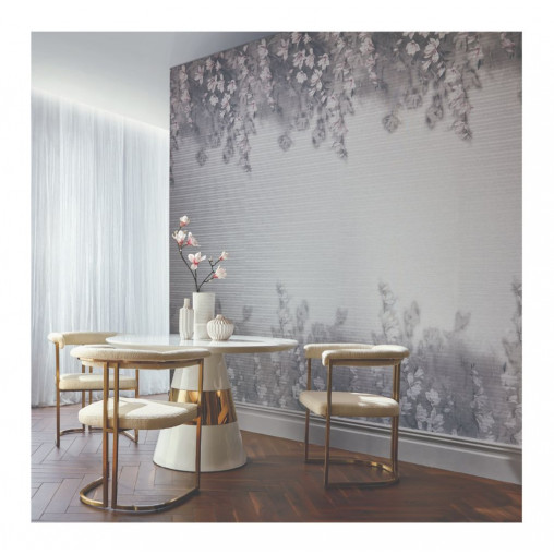 Tapet Trailing Magnolia, Mist Grey Luxury Floral Paperweave, 1838 Wallcoverings, 5.2mp / rola