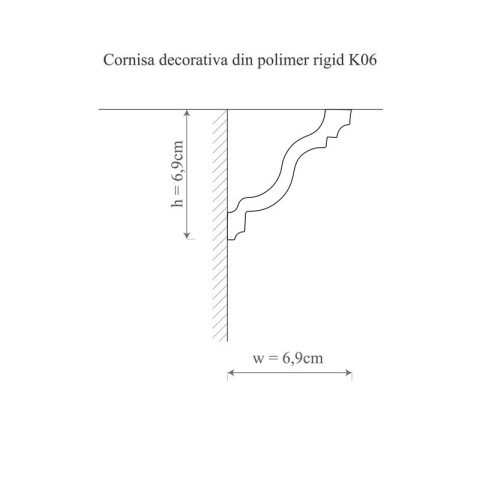 Cornisa polimer rigid, Allegria, K6 - 6.9x6.9x200 cm - Img 2