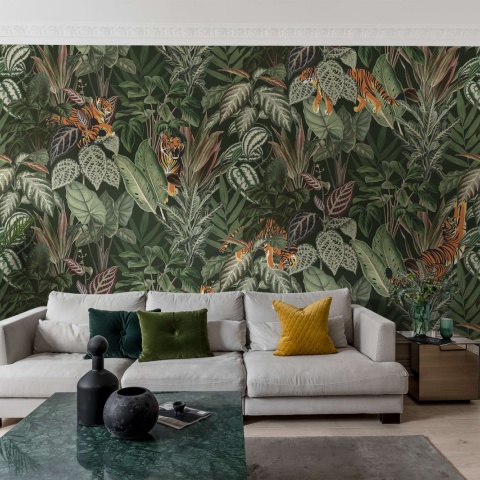 Fototapet, 3D Mischievous Tigers, Lush, Rebel Walls - Img 5