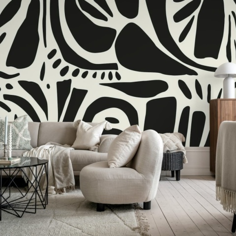 Fototapet, Abstract Forms, Black & White, Rebel Walls