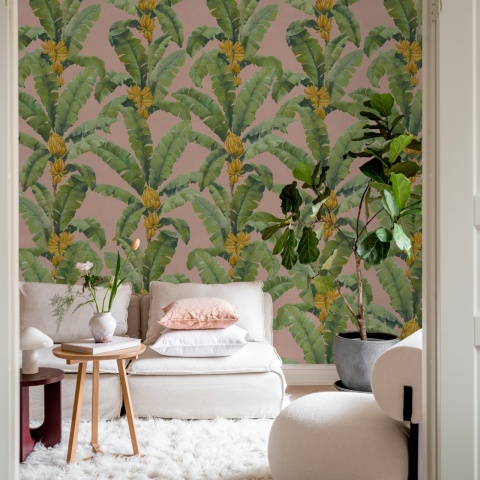 Fototapet, Banana Leaf, Pink, Rebel Walls