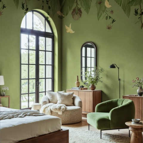 Fototapet, Birds in the Trees, Green, Rebel Walls