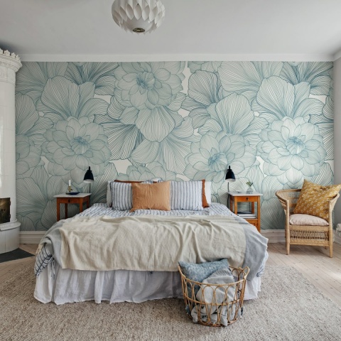 Fototapet, Bold Dahlia, Blue, Rebel Walls - Img 3
