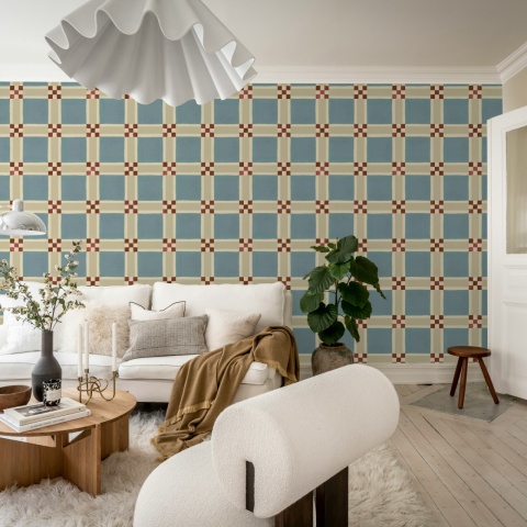 Fototapet, Bold Grid, Light Blue, Rebel Walls