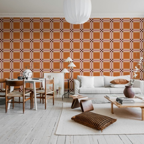 Fototapet, Bold Grid, Orange, Rebel Walls - Img 3