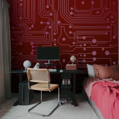 Fototapet, Circuit Board, Red, Rebel Walls