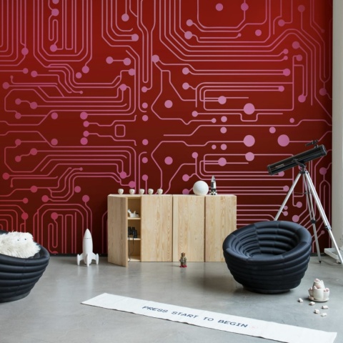Fototapet, Circuit Board, Red, Rebel Walls - Img 3