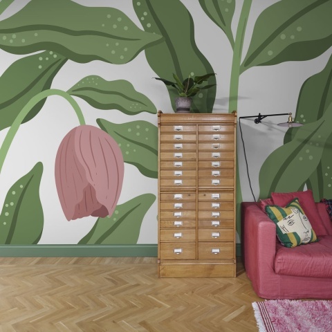 Fototapet, Cool Flora, White &amp; Pink, Rebel Walls - Img 3