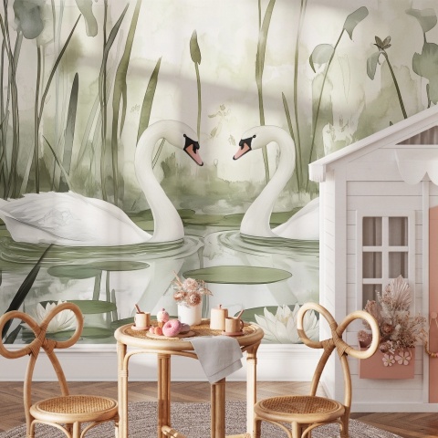 Fototapet copii, In love swans 019