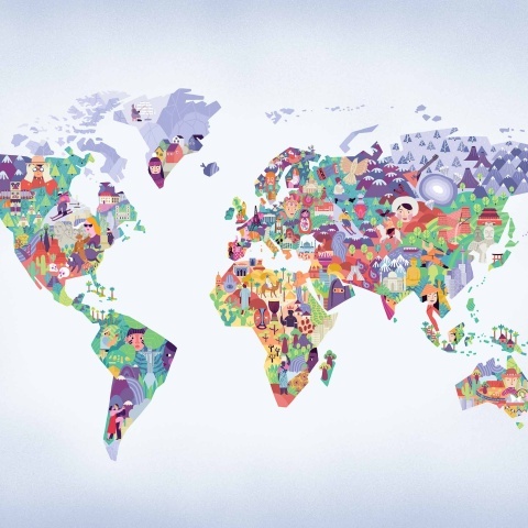 Fototapet Diversity Map, Lilac, Coordonne - Img 2