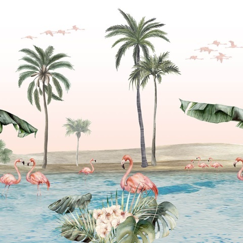 Fototapet Flamingo Oasis, Kikki Belle - Img 2
