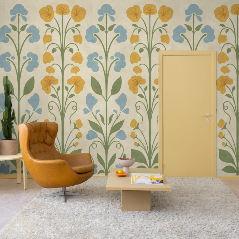 Fototapet, Folk Flower, Yellow, Rebel Walls - Img 3