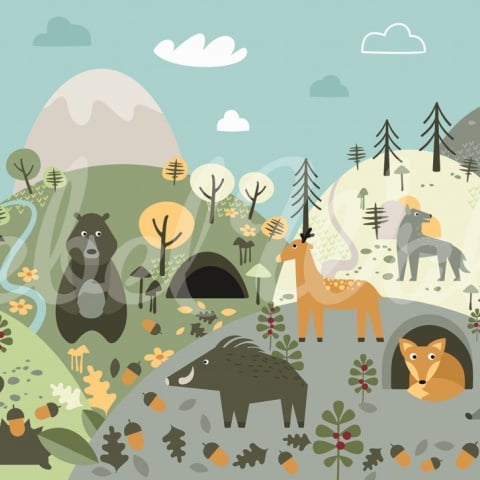 Fototapet, Forest Wildlife, Colorful, Rebel Walls - Img 2