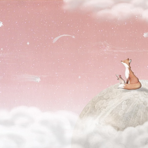 Fototapet Fox on the Moon - Pink, Oliver Robins - Img 2