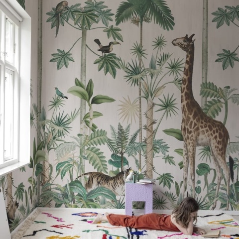 Fototapet, Giraffe's Stroll, Pastel Pink, Rebel Walls - Img 3