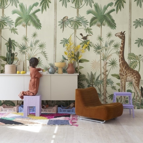 Fototapet, Giraffe's Stroll, Sunny, Rebel Walls