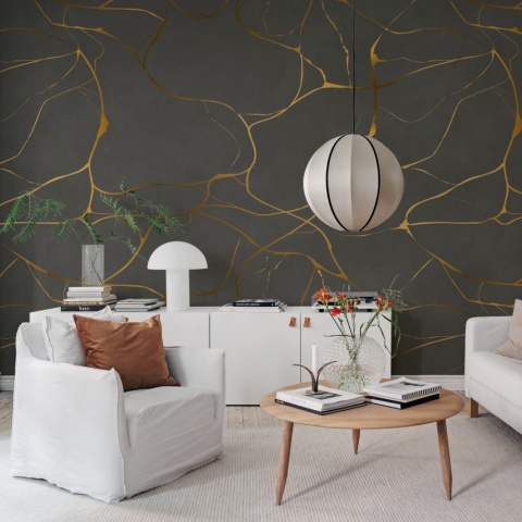 Fototapet, Gold Swirl, Dark Gray, Rebel Walls - Img 4