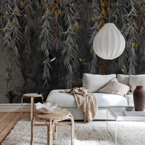 Fototapet, Golden Butterflies, Night, Rebel Walls