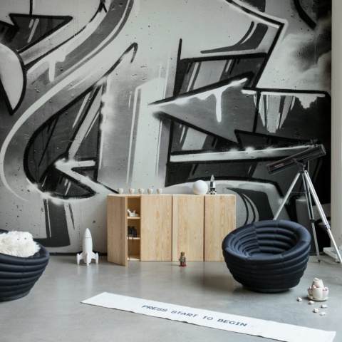 Fototapet, Graffiti Wall, Black & White, Rebel Walls