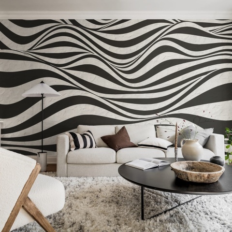 Fototapet, Graphic Hills, Black, Rebel Walls