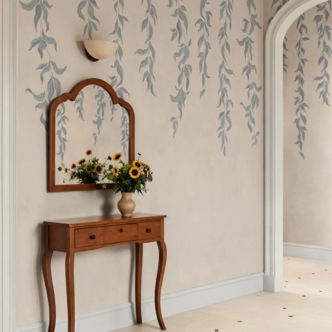 Fototapet, Hanging Leaves, Blue, Rebel Walls