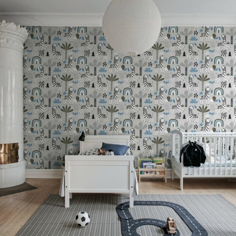 Fototapet, Happy Zebra, Blue, Rebel Walls