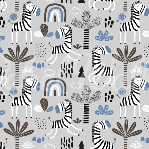 Fototapet, Happy Zebra, Blue, Rebel Walls - Img 2