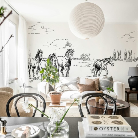 Fototapet, Horses Herd Grand, Black, Rebel Walls