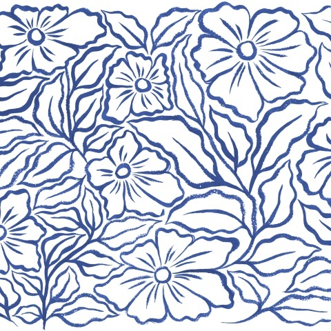 Fototapet, Ink Flowers, Blue, Rebel Walls - Img 2