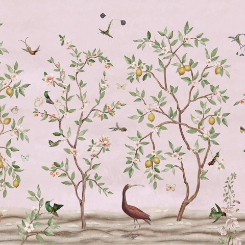 Fototapet Lemon Tree Chinoiserie - Pink, Sir Edward - Img 2