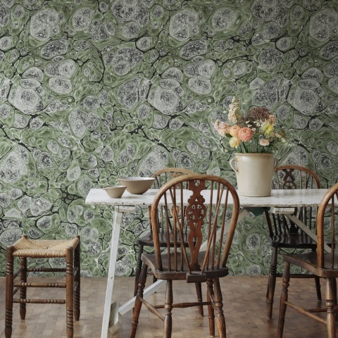 Fototapet, Marbling, Green, Rebel Walls
