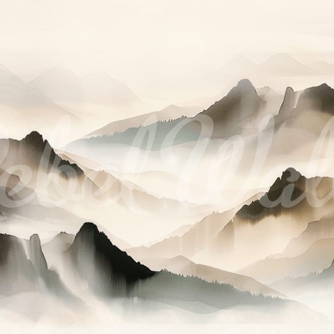 Fototapet, Misty Mountain, Beige, Rebel Walls - Img 2