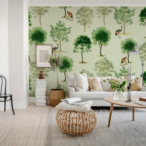 Fototapet, Monkey Among Trees, Beige, Rebel Walls