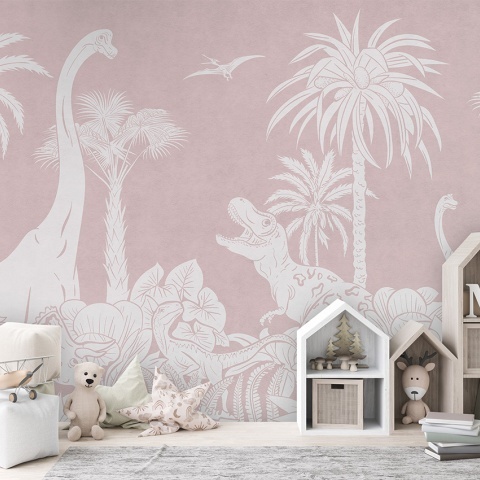 Fototapet Monochrome Dino - Pink, Kikki Belle - Img 3