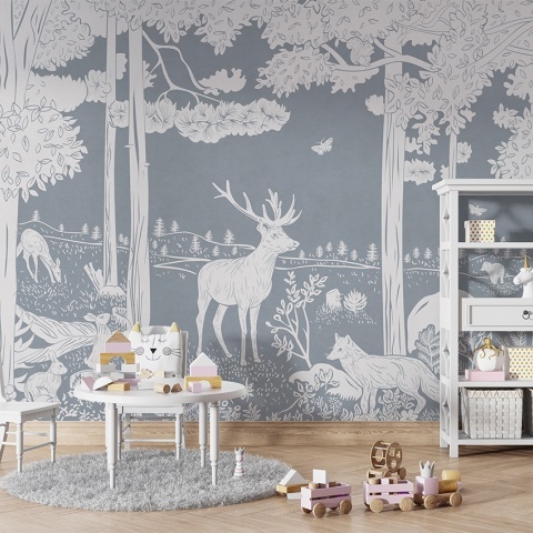 Fototapet Monochrome Forest - Blue, Kikki Belle - Img 5